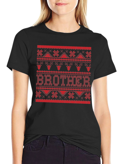 Brother Ugly Christmas Sweater Style Graphic T-Shirt