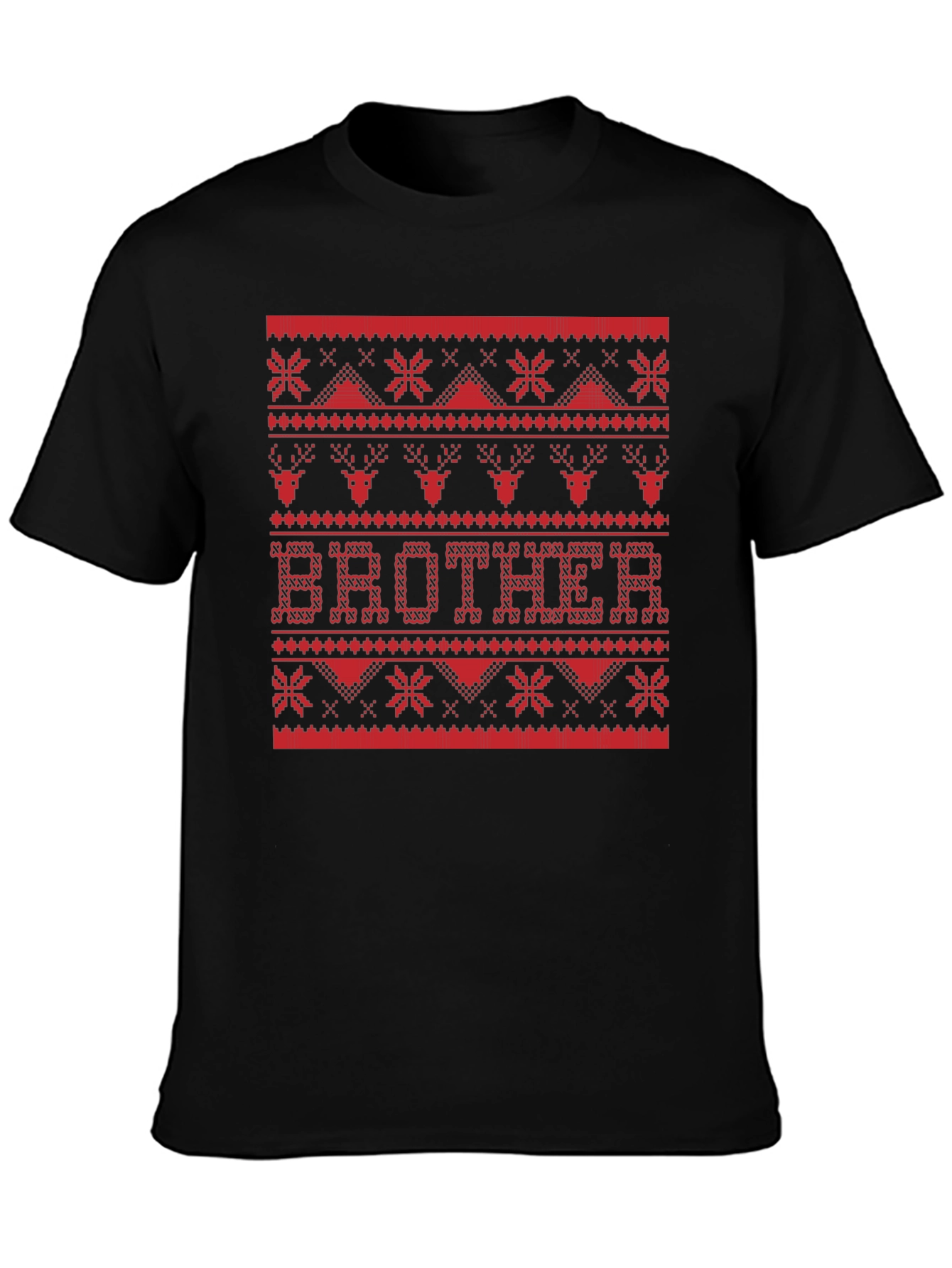 Brother Ugly Christmas Sweater Style Graphic T-Shirt