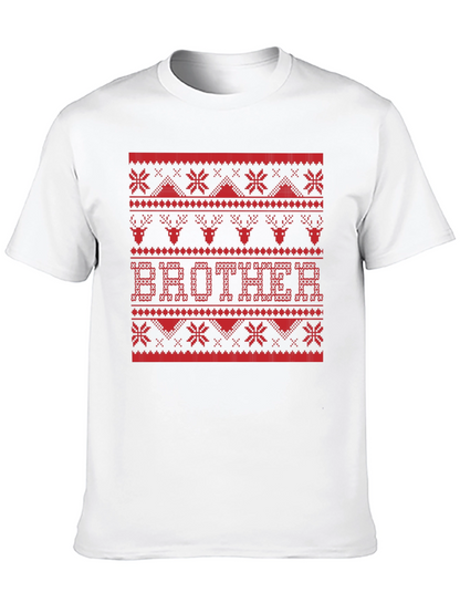 Brother Ugly Christmas Sweater Style Graphic T-Shirt