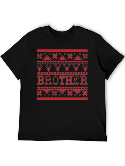 Brother Ugly Christmas Sweater Style Graphic T-Shirt