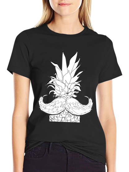 Pineapple Mustache Graphic T-Shirt - Black