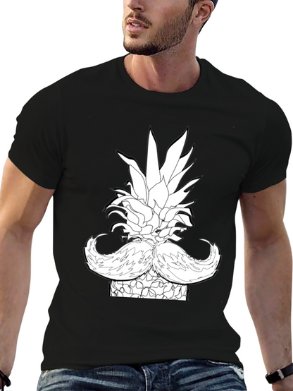 Pineapple Mustache Graphic T-Shirt - Black