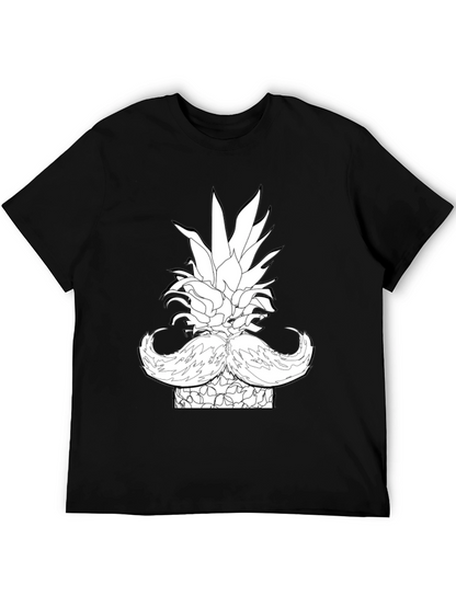 Pineapple Mustache Graphic T-Shirt - Black