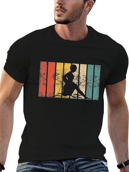 Retro Striped Woman Kayaking T-Shirt