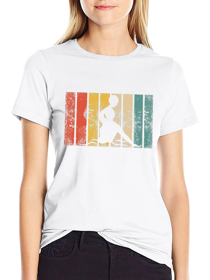 Retro Striped Woman Kayaking T-Shirt