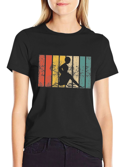 Retro Striped Woman Kayaking T-Shirt