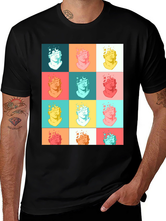Pop Art Bust Graphic Black T-Shirt