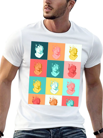 Pop Art Bust Graphic Black T-Shirt