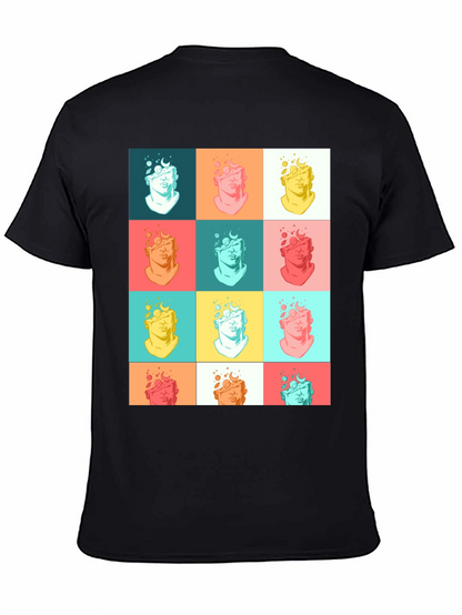 Pop Art Bust Graphic Black T-Shirt
