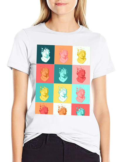 Pop Art Bust Graphic Black T-Shirt