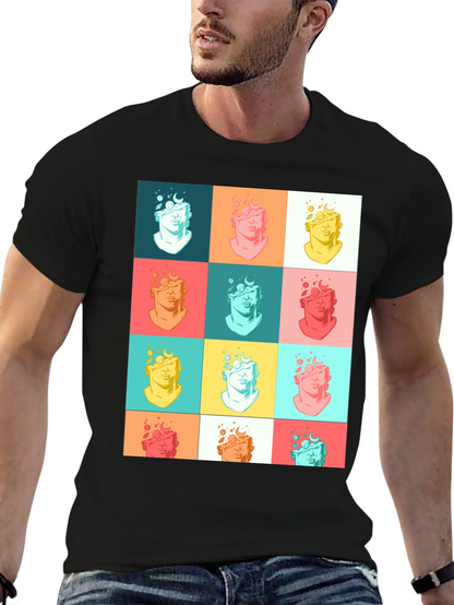 Pop Art Bust Graphic Black T-Shirt