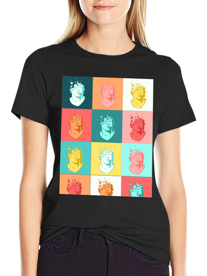 Pop Art Bust Graphic Black T-Shirt