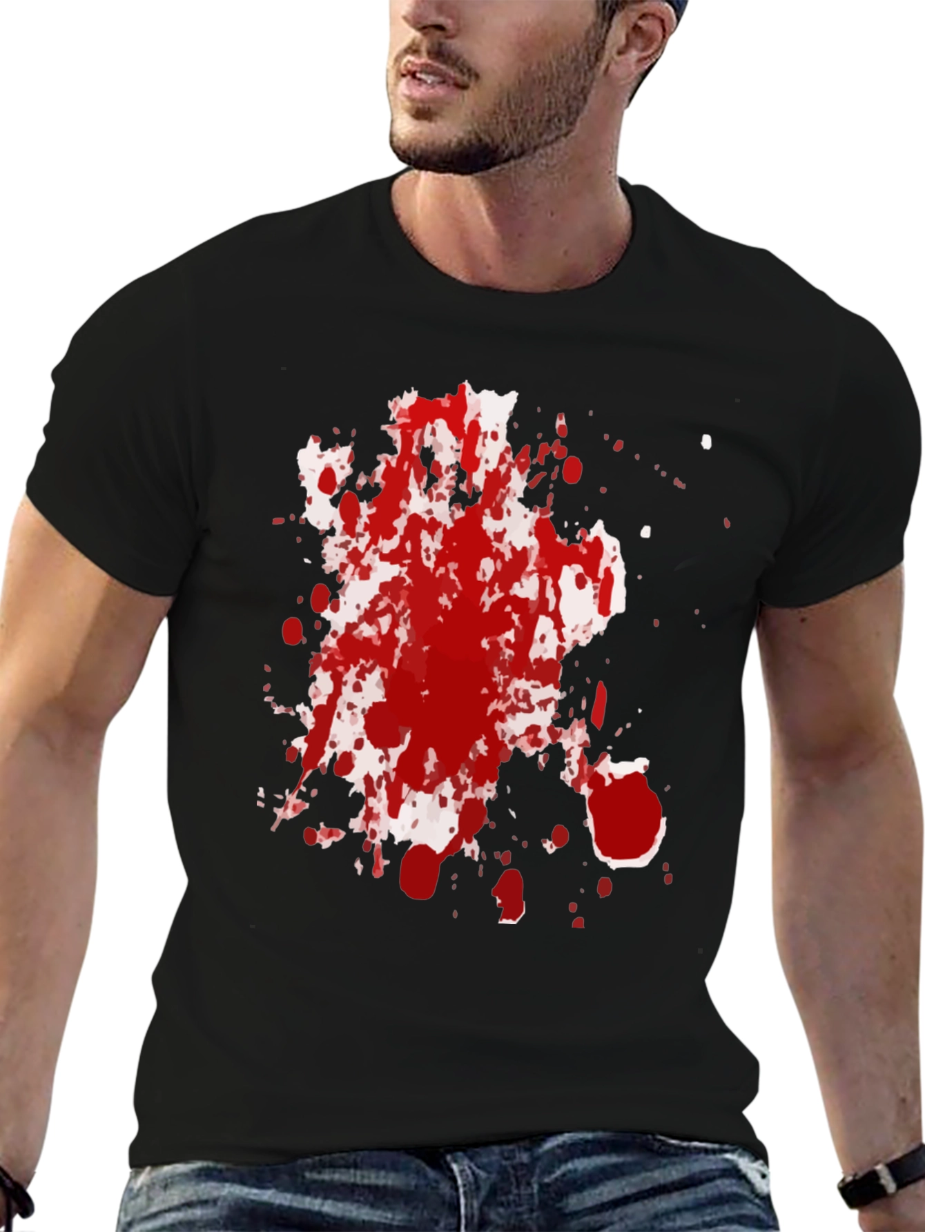Spattered Red Ink Black T-Shirt