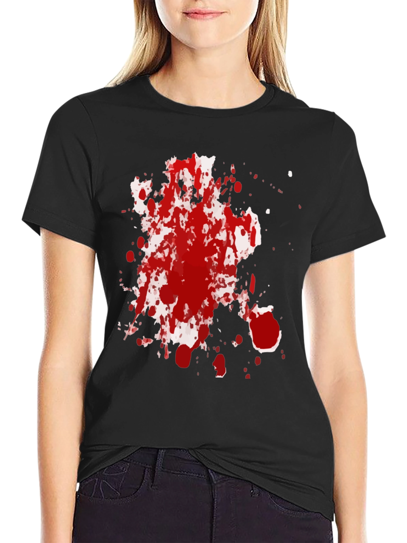 Spattered Red Ink Black T-Shirt