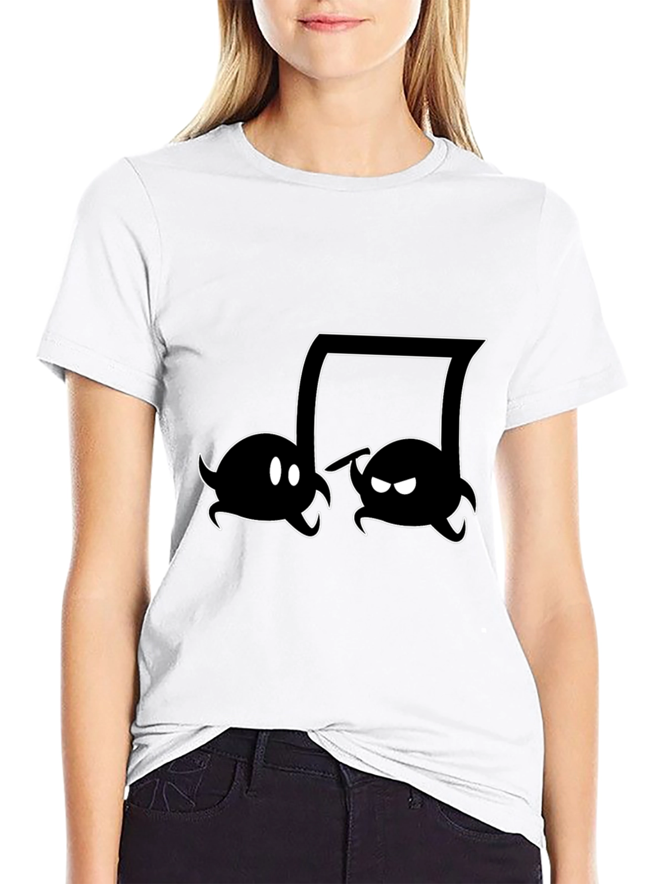Music Note Boo Ghost Black T-Shirt