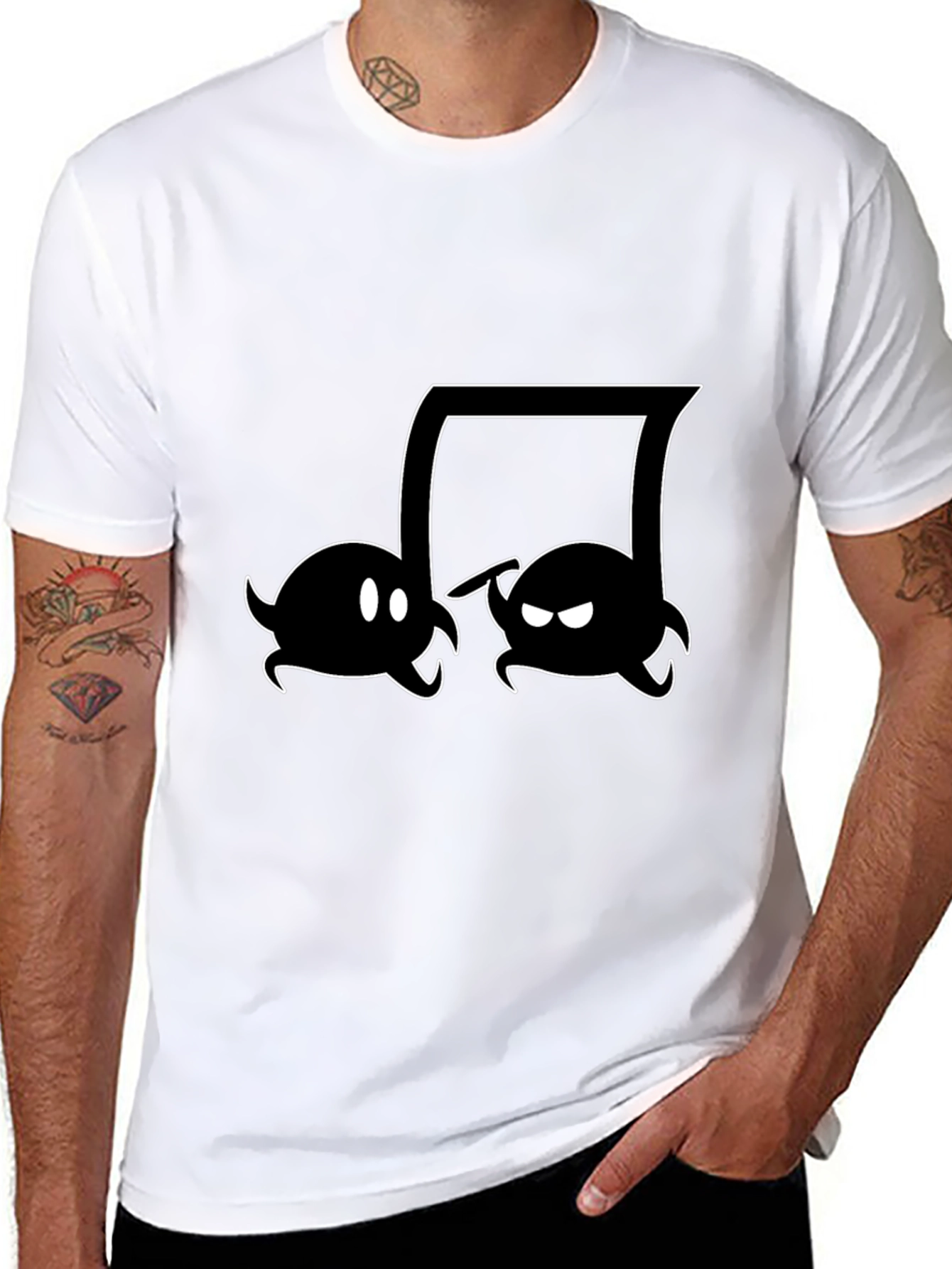 Music Note Boo Ghost Black T-Shirt