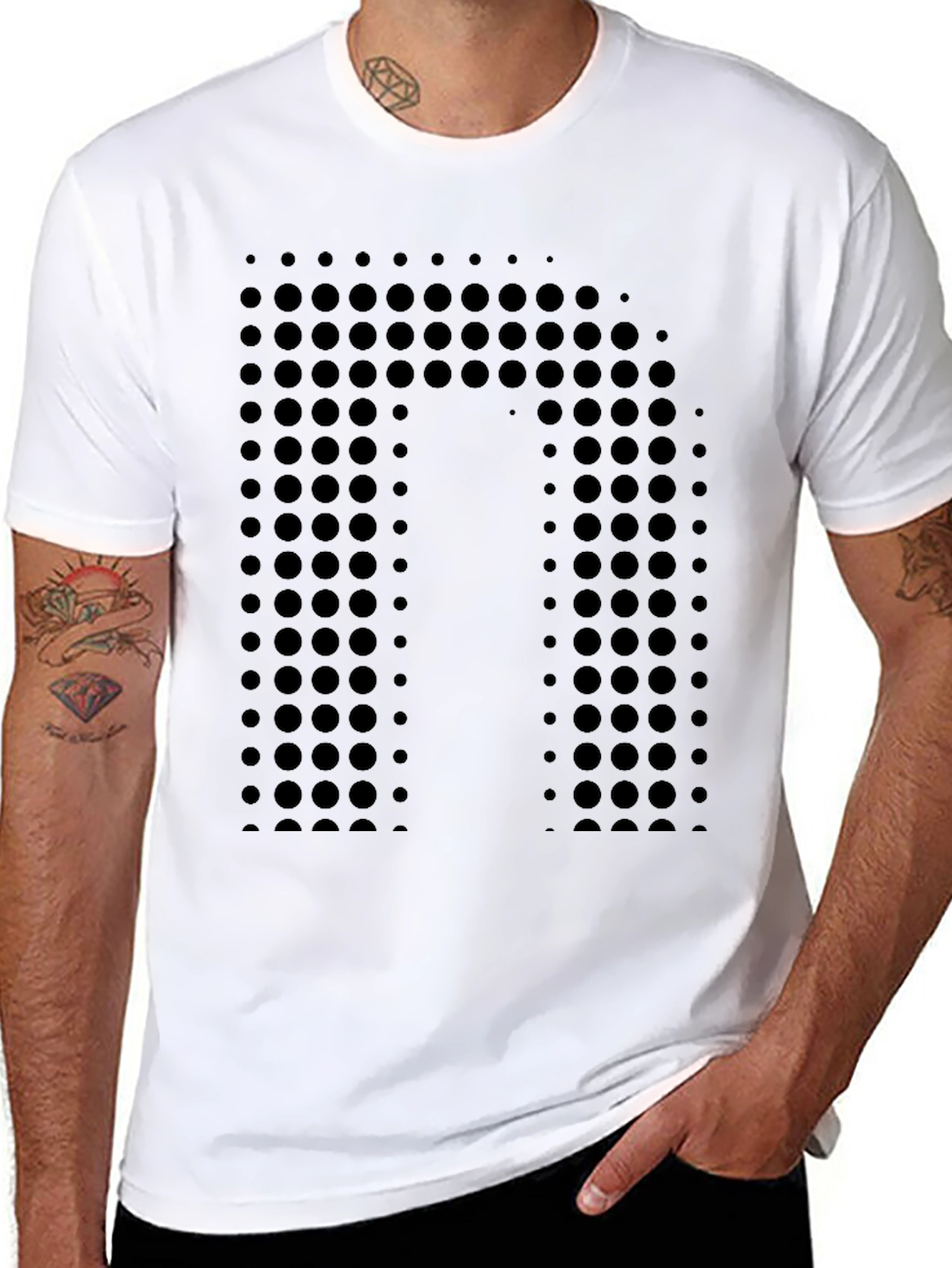 Modern Dot-Pattern Black T-Shirt