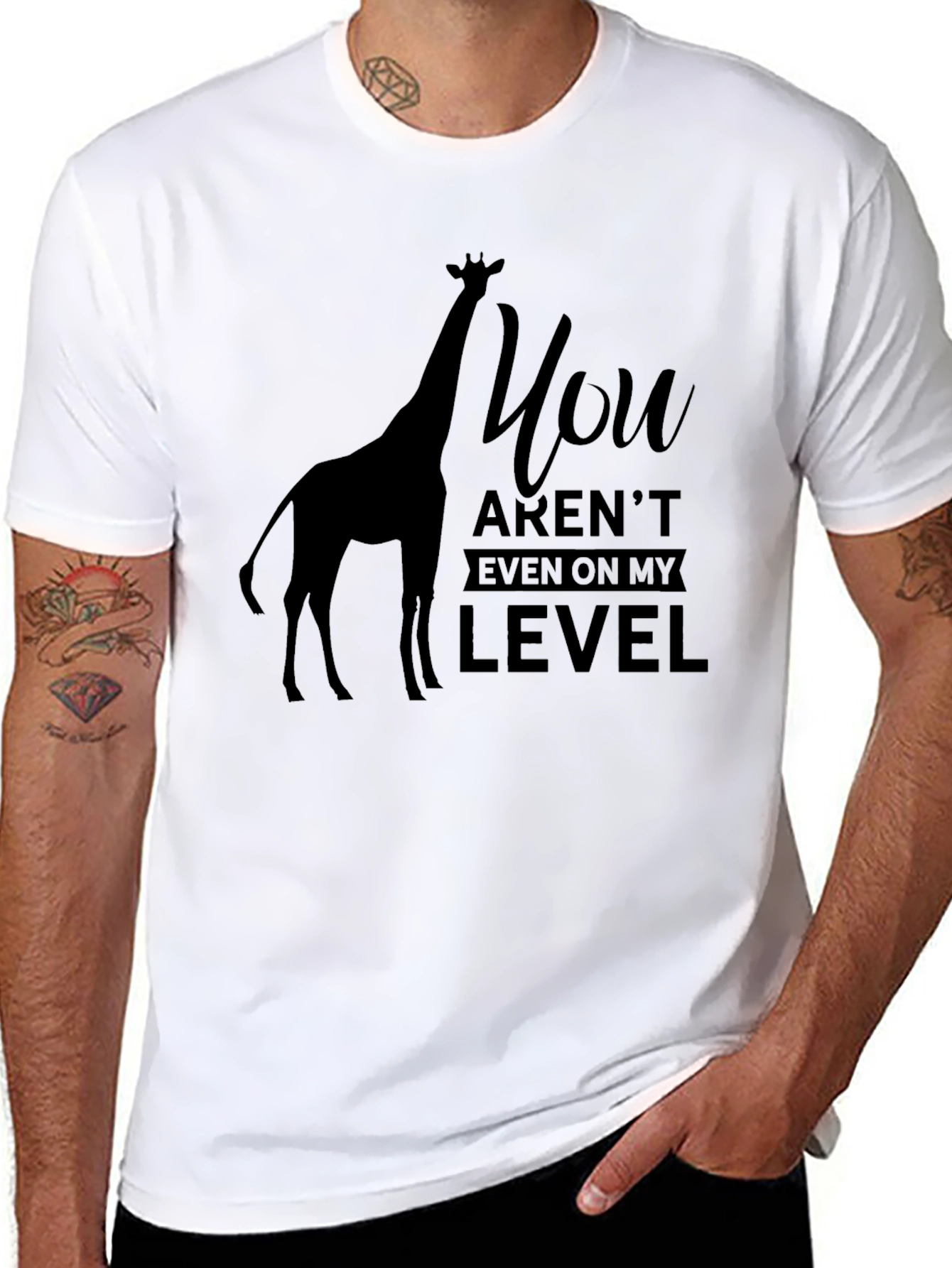 Giraffe Level T-Shirt - Black Humorous Graphic Tee