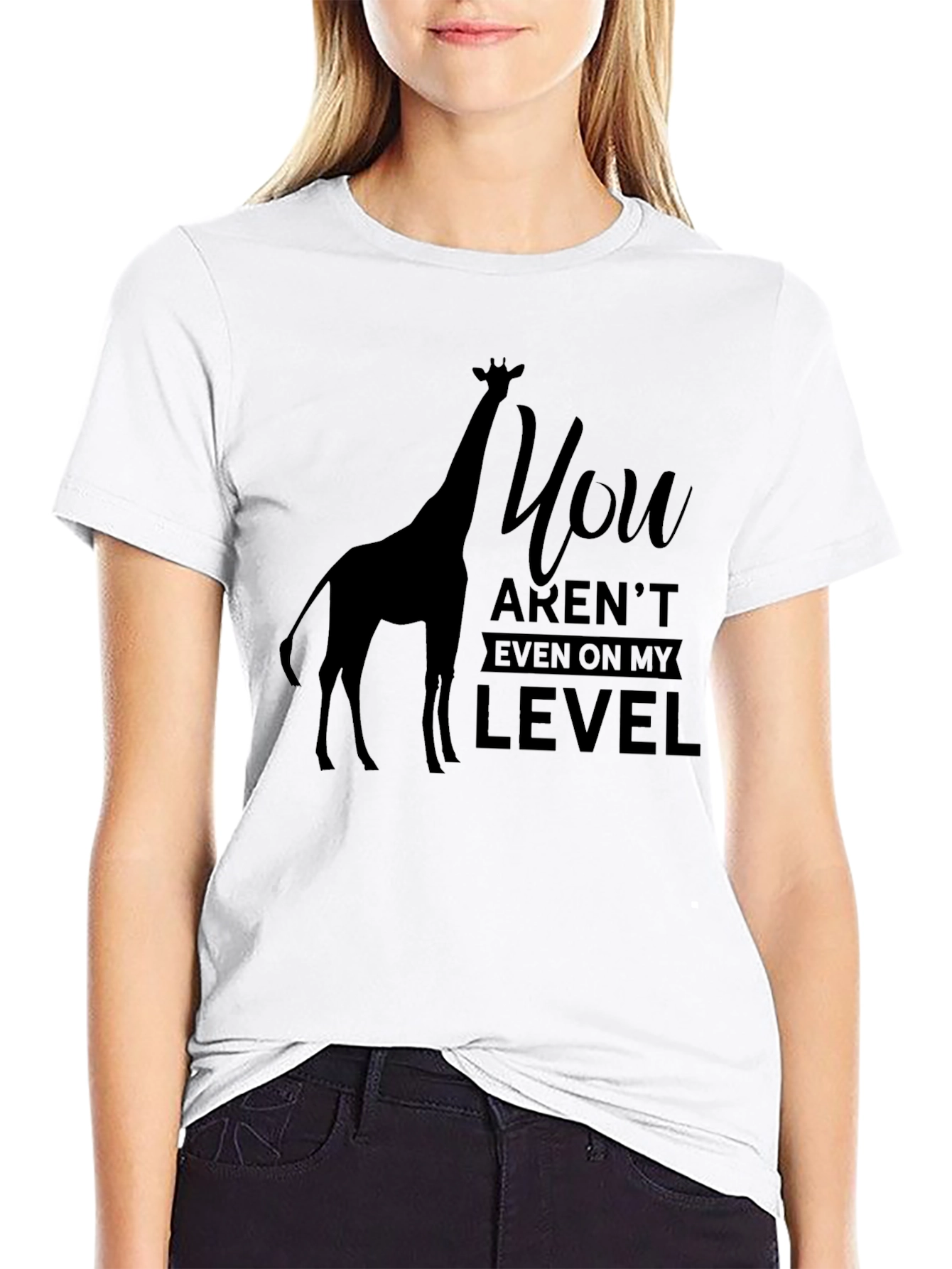 Giraffe Level T-Shirt - Black Humorous Graphic Tee