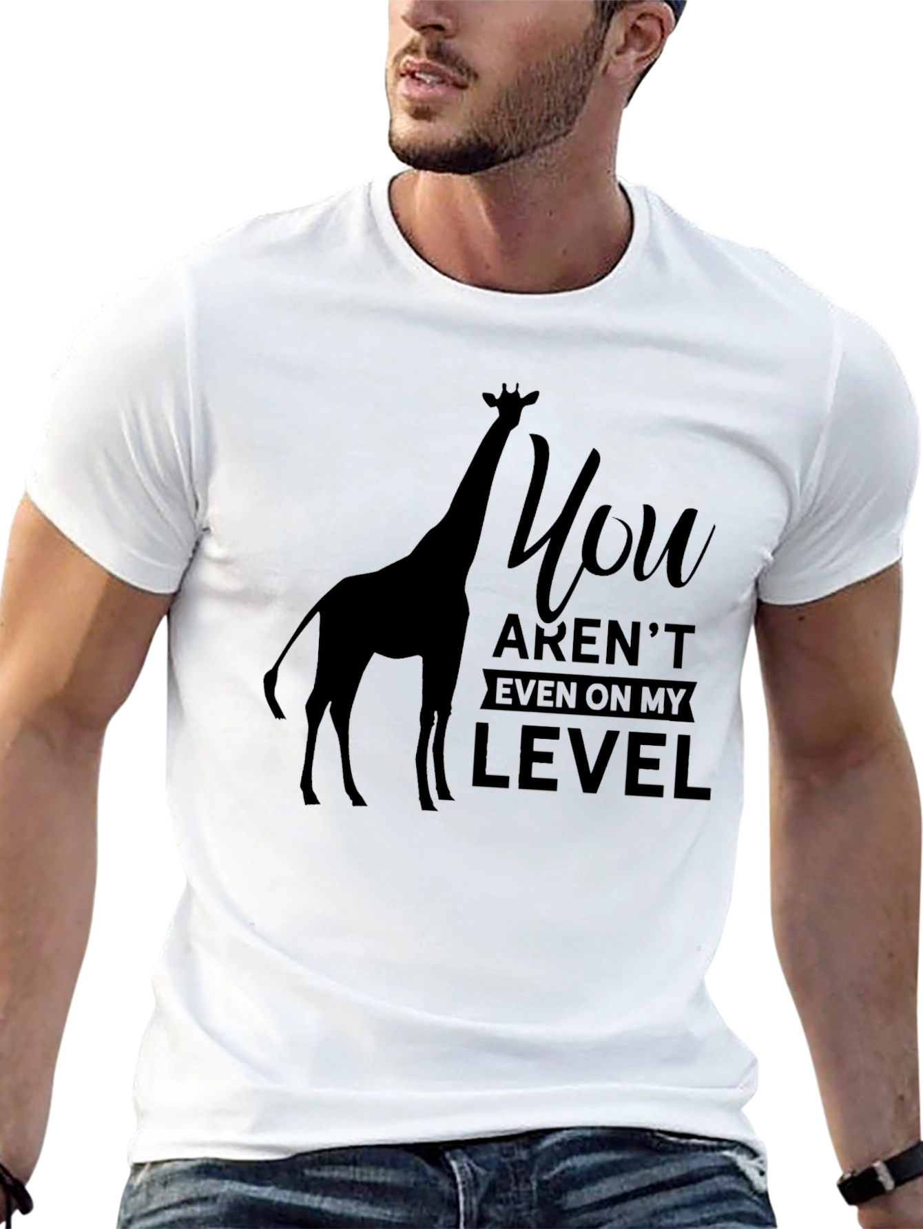 Giraffe Level T-Shirt - Black Humorous Graphic Tee