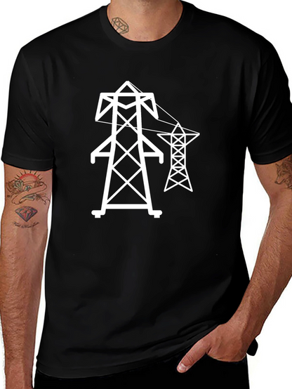 Electric Tower Graphic Tee - Black Cotton T-Shirt