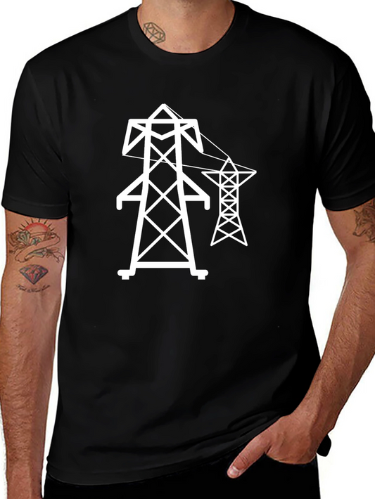 Electric Tower Graphic Tee - Black Cotton T-Shirt