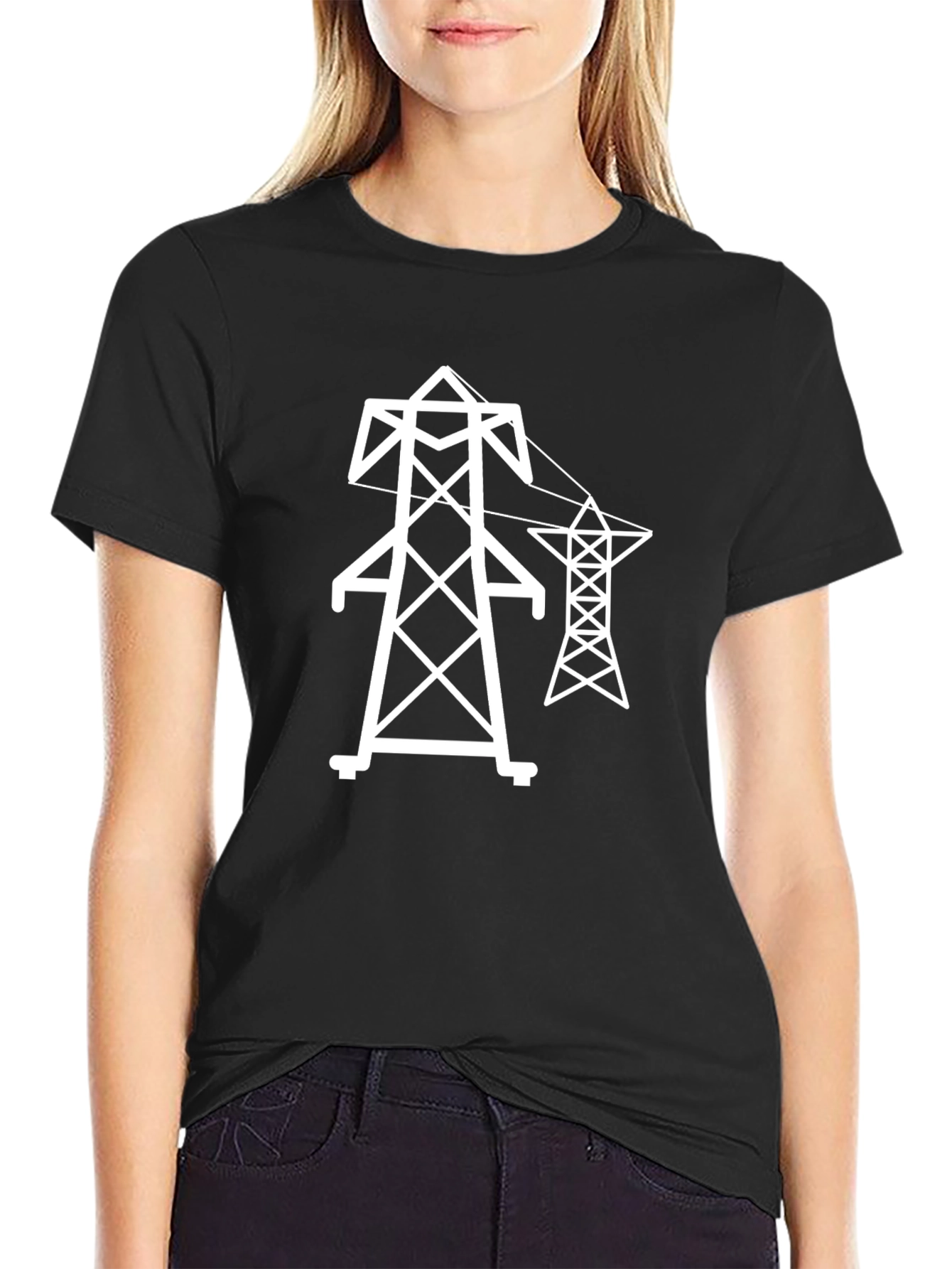 Electric Tower Graphic Tee - Black Cotton T-Shirt