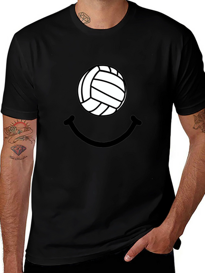 Volleyball Smiley Graphic Tee - Casual Comfort