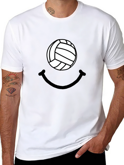 Volleyball Smiley Graphic Tee - Casual Comfort