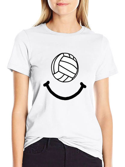 Volleyball Smiley Graphic Tee - Casual Comfort
