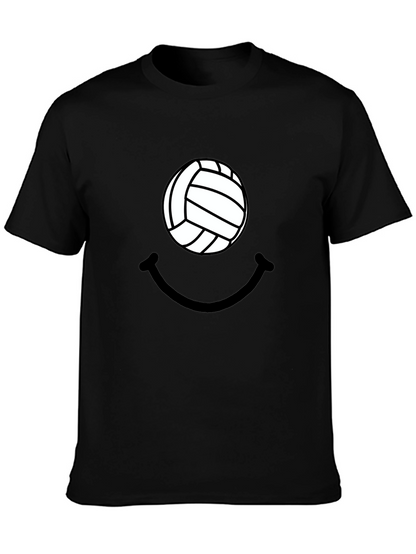 Volleyball Smiley Graphic Tee - Casual Comfort