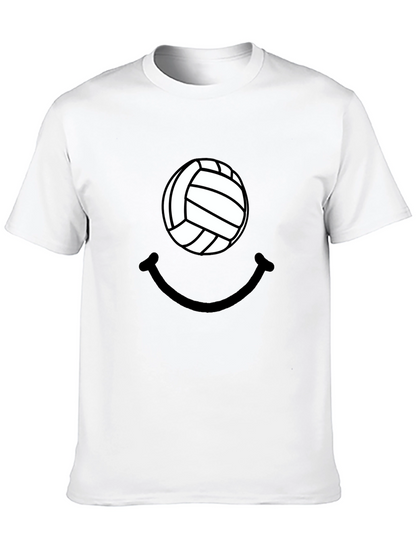Volleyball Smiley Graphic Tee - Casual Comfort