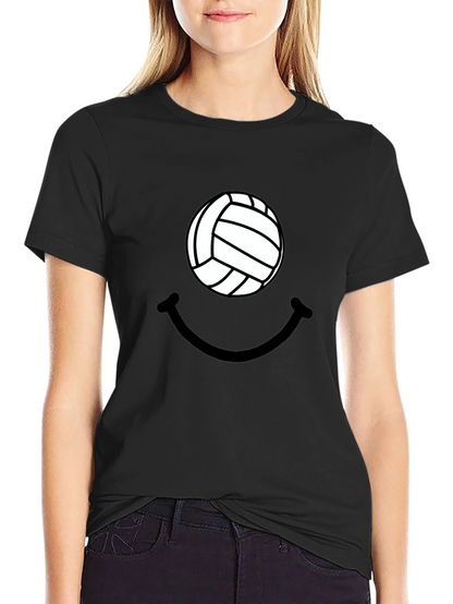 Volleyball Smiley Graphic Tee - Casual Comfort