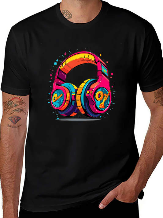 Vibrant Graphic Headphones Black Tee