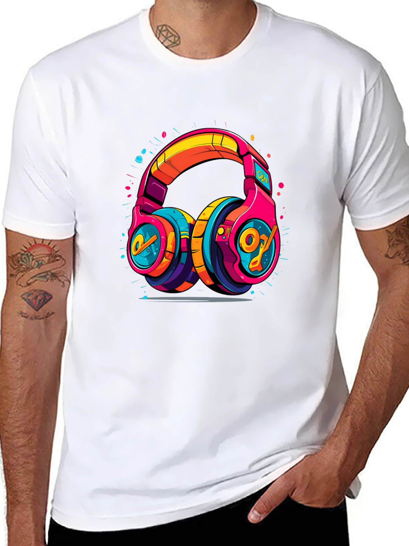 Vibrant Graphic Headphones Black Tee