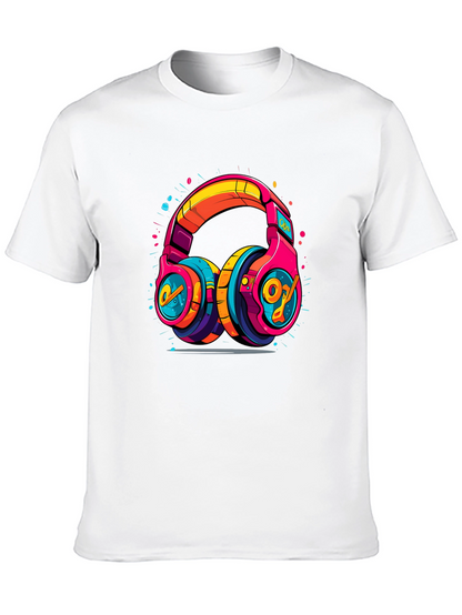 Vibrant Graphic Headphones Black Tee
