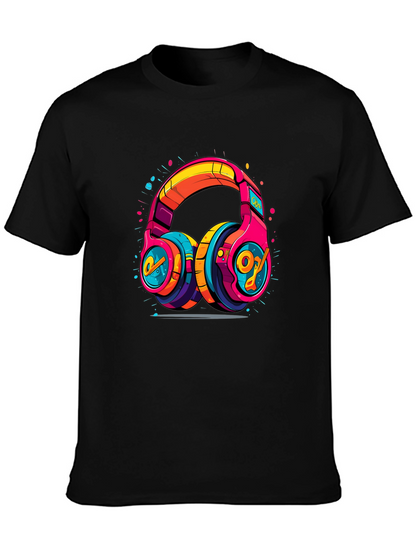 Vibrant Graphic Headphones Black Tee