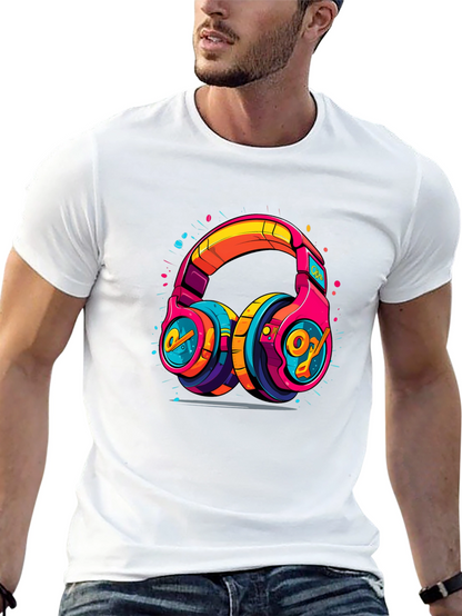 Vibrant Graphic Headphones Black Tee