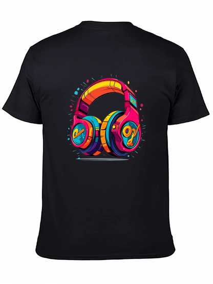 Vibrant Graphic Headphones Black Tee