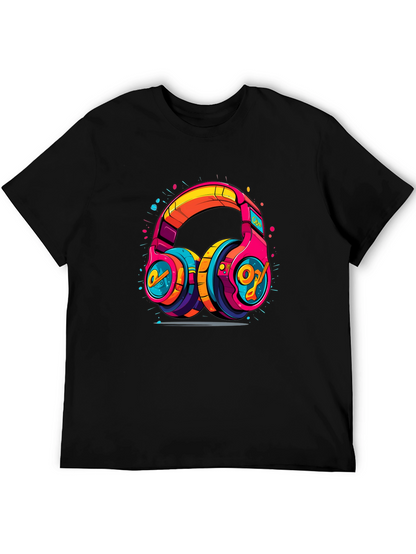 Vibrant Graphic Headphones Black Tee