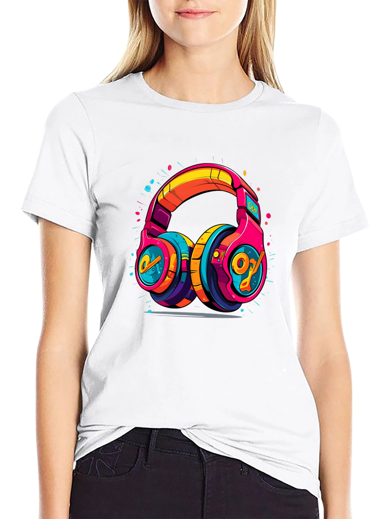 Vibrant Graphic Headphones Black Tee
