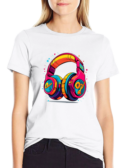 Vibrant Graphic Headphones Black Tee