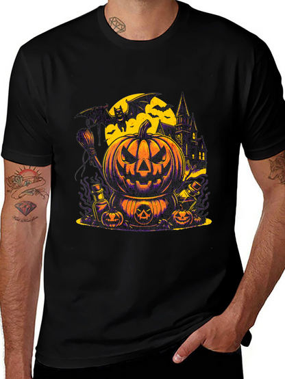 Halloween Pumpkin & Bat Graphic T-Shirt
