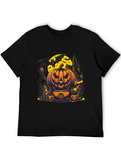 Halloween Pumpkin & Bat Graphic T-Shirt