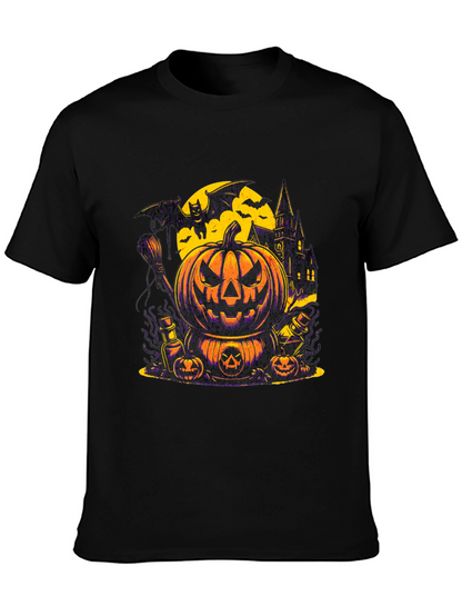 Halloween Pumpkin & Bat Graphic T-Shirt
