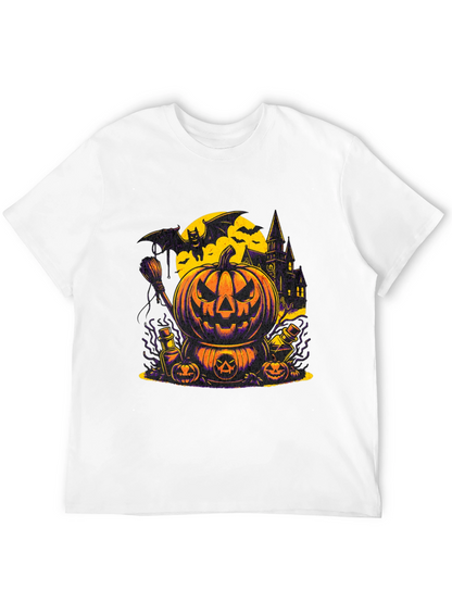 Halloween Pumpkin & Bat Graphic T-Shirt