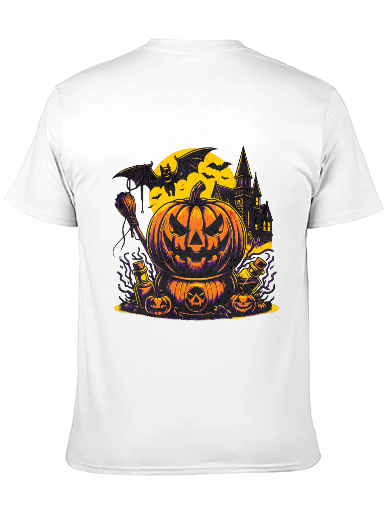 Halloween Pumpkin & Bat Graphic T-Shirt