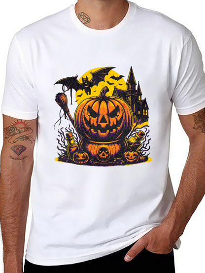 Halloween Pumpkin & Bat Graphic T-Shirt