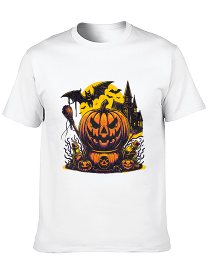 Halloween Pumpkin & Bat Graphic T-Shirt