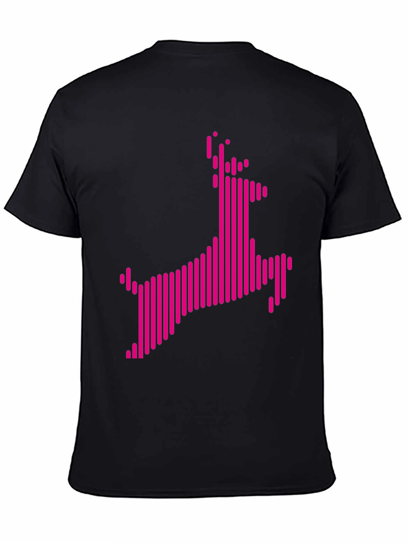 Abstract Pink Deer Graphic Black T-Shirt